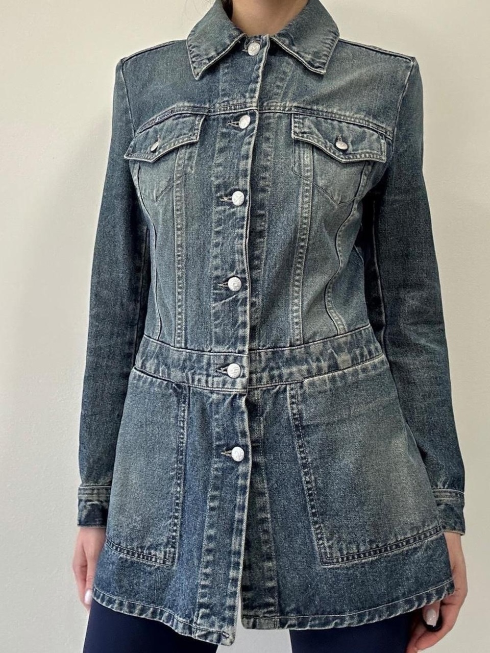 Diesel denim long button up jacket coat